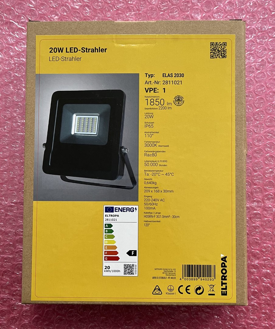 LED-Strahler 20W 3000K 1850lm